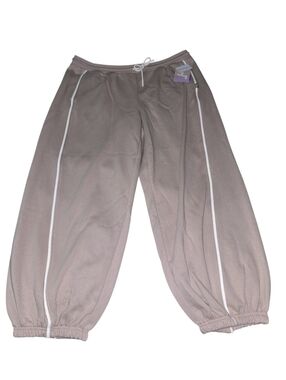 Womens JoyLab Mid Rise, Regular Length Joggers - Taupe with White, XXL, NWT